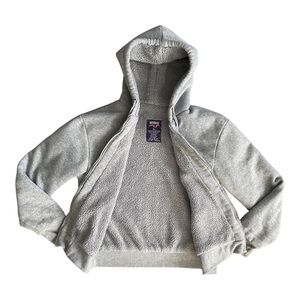 WUHOU Full Zip Hoodie Jacket Wool Light Grey